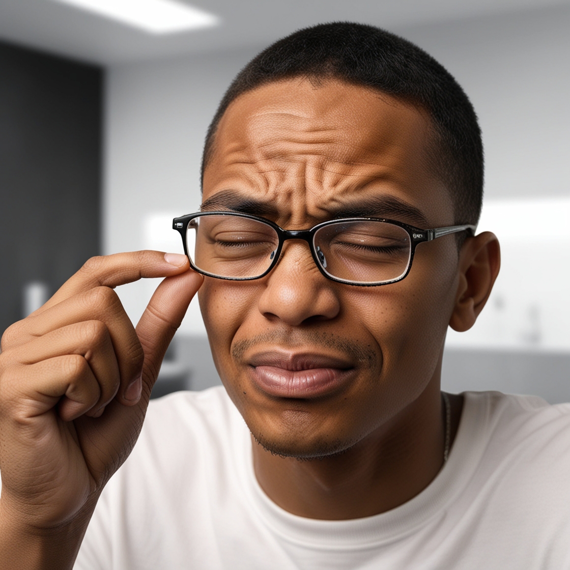 young man with a headache